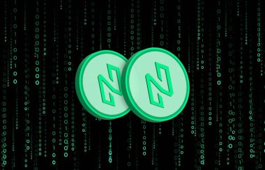 Dijital arkaplandaki Nuls logosunun görüntüleri. 3d illüstrasyon.