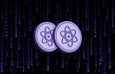 Dijital arkaplanda proton-xpr kripto para birimi resimleri. 3d illüstrasyon.