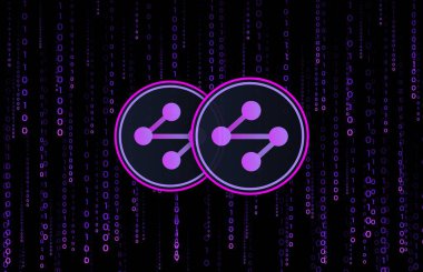 Dijital arkaplanda sinaps-syn 'in dijital para birimi görüntüleri. 3d illüstrasyon.