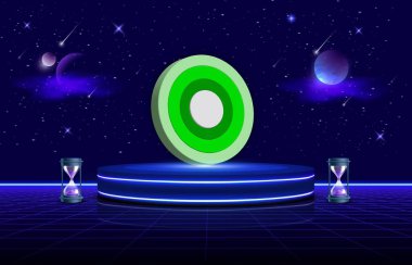 Dijital arka planda siber kripto para birimi görüntüleri. 3d illüstrasyon.