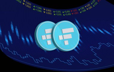 ftx token-ftt cryptocurrency logos on digital background. 3d illustrations. clipart