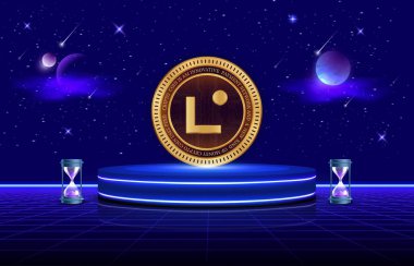 Dijital arkaplanda linea sanal para birimi görüntüsü. 3B çizimler.