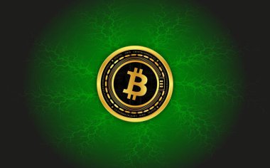 Dijital arkaplandaki bitcoin-btc logosunun görüntüleri. 3d illüstrasyon.