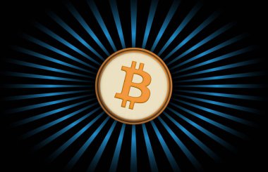 Dijital arkaplandaki bitcoin-btc logosunun görüntüleri. 3d illüstrasyon.