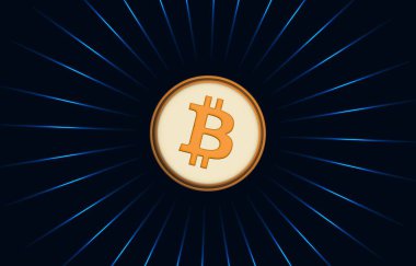 Dijital arkaplandaki bitcoin-btc logosunun görüntüleri. 3d illüstrasyon.