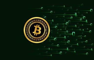 Dijital arkaplandaki bitcoin-btc logosunun görüntüleri. 3d illüstrasyon.