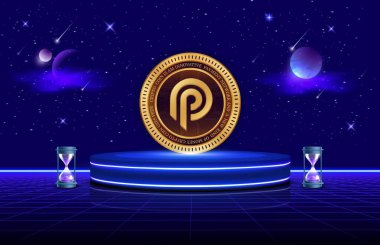 Dijital arkaplanda Pyth network para logosu resmi. 3d illüstrasyon.