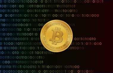 Dijital arkaplandaki bitcoin-btc logosunun görüntüleri. 3d illüstrasyon.