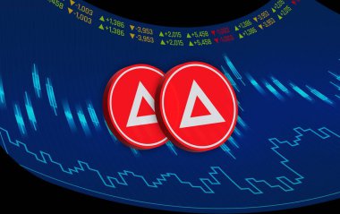 Dijital arkaplanda xai kripto para birimi resimleri. 3d illüstrasyon.