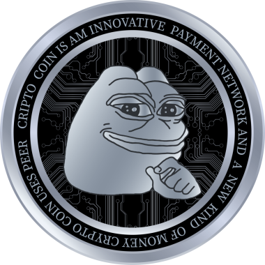 Soyut arka planda pepe kripto para birimi logosu png çizimleri. 3d illüstrasyon.