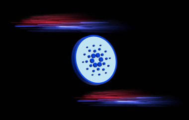 Dijital arkaplanda cardano-ada sanal para birimi resmi. 3d illüstrasyon.