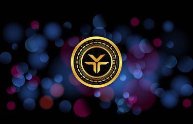 Dijital arkaplanda dexe kripto para birimi resimleri. 3d illüstrasyon.