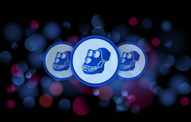 Dijital arka planda apecoin sanal para birimi görüntüsü. 3d illüstrasyon.