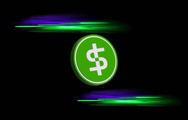 Soyut arkaplanda paxos-usdp şifreli para birimi çizimleri. 3d illüstrasyon.