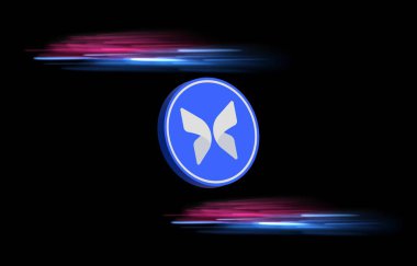 Soyut arkaplanda morpho kripto para birimi çizimleri. 3d illüstrasyon.