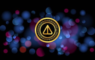 Soyut arkaplanda para değil kripto para birimi logosu çizimleri var. 3d illüstrasyon.