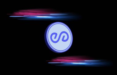 Peaq ağ-peaq sanal para birimi görüntüleri dijital arkaplanda. 3d illüstrasyon.