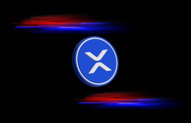 Dijital arkaplanda dalgalı-xrp sanal para birimi resimleri. 3d illüstrasyon.