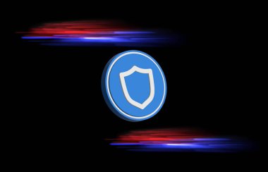 Dijital arkaplandaki güven cüzdanı şifreli para birimi logoları görüntüleri. 3d illüstrasyon.