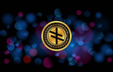 Dijital arkaplanda sanal para birimi görüntüleri var. 3d illüstrasyon.