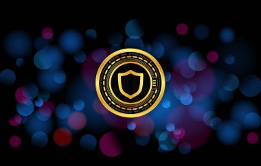 Dijital arkaplandaki güven cüzdanı şifreli para birimi logoları görüntüleri. 3d illüstrasyon.