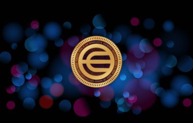 Dijital arka planda dünya para ve kripto para birimi logoları. 3d illüstrasyon.