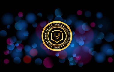 Dijital arkaplanda lonca oyunları-ygg sanal para birimi görüntüsü ver. 3d illüstrasyon.