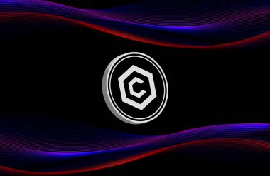 Dijital arkaplanda cronos-cro kripto para birimi logoları. 3d illüstrasyon.