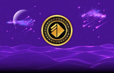 Dijital arkaplanda altkatman-alt kripto para birimi resimleri. 3d illüstrasyon.