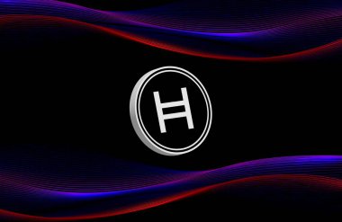 Dijital arkaplanda hedera hashgraph-hbar şifreli para birimi resimleri. 3d illüstrasyon.
