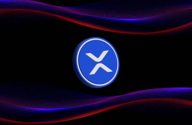 Dijital arkaplanda dalgalı-xrp sanal para birimi resimleri. 3d illüstrasyon.
