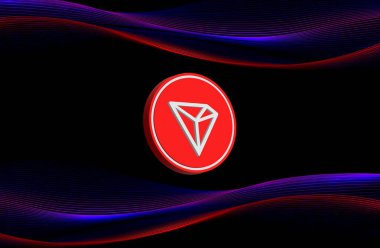 Dijital arkaplanda tron-trx kripto para birimi görüntüleri. 3d illüstrasyon.