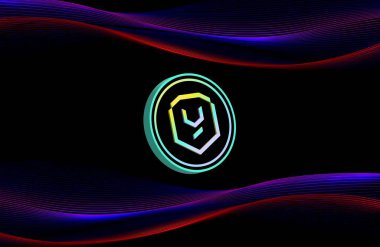 Dijital arkaplanda lonca oyunları-ygg sanal para birimi görüntüsü ver. 3d illüstrasyon.