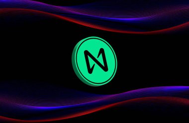 Dijital arka planda Protokol madeni para ve logonun yanında. 3d illüstrasyon resminin yanında.