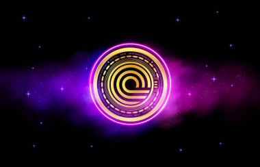 Dijital arkaplanda ondo sanal para birimi görüntüleri. 3d illüstrasyon.