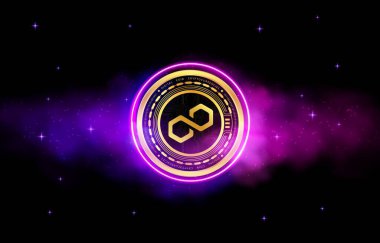 Dijital arkaplanda çokgen-matik kripto para birimi resimleri. 3d illüstrasyon.