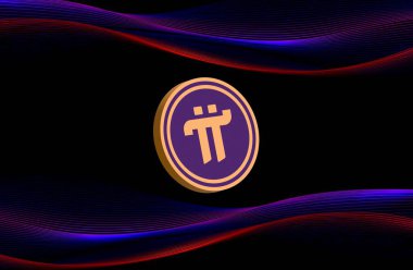 Dijital arkaplanda Pi-Ağ para şifreli para birimi resmi. 3d illüstrasyon.