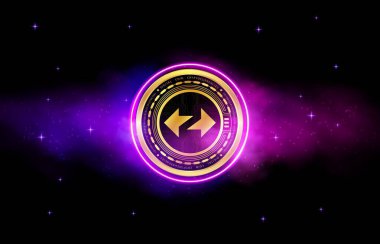 Dijital arkaplanda zksync-zk şifreli para birimi. 3B çizimler.