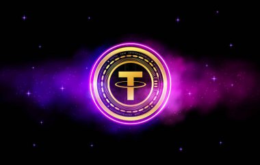 Dijital arkaplanda sanal para birimi resimleri var. 3d illüstrasyon.