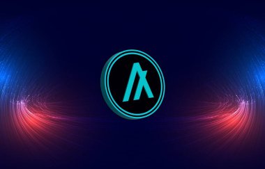 Dijital arkaplanda Algorand-Algo şifreli para birimi resimleri. 3d illüstrasyon.