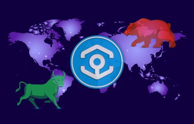 Ankr sanal para biriminin dijital arka plandaki görüntüsü. 3d çizimler.