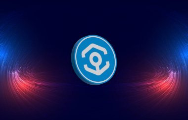 Ankr sanal para biriminin dijital arka plandaki görüntüsü. 3d çizimler.