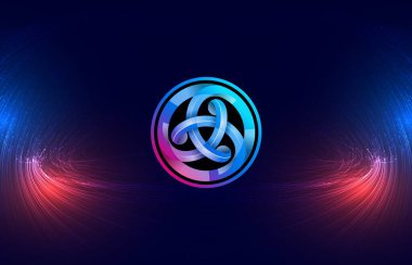 Dijital arka planda astar astar sikke logosu. 3d illüstrasyon.