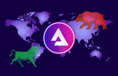 Dijital arkaplanda sesli sanal para birimi görüntüleri. 3d illüstrasyon.