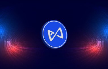 Eksen sonsuz-eksenler dijital arkaplanda sanal para birimi görüntüsü. 3d illüstrasyon.