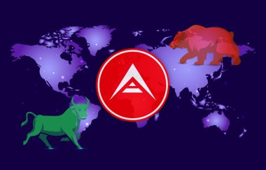 Dijital arkaplanda sanal para birimi görüntüsü. 3d illüstrasyon.