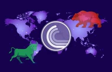 bittorrent-bttc sanal para birimi resmi dijital arkaplanda. 3d illüstrasyon.