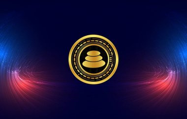 Dijital arkaplanda dengeleyici-bal sanal para birimi görüntüsü. 3d illüstrasyon.