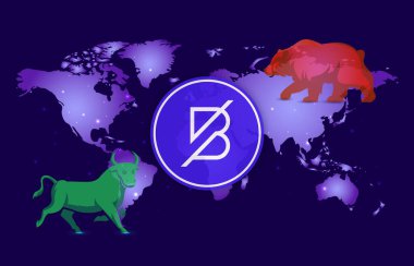 dijital arkaplanda bantlı sanal para birimi görüntüsü. 3d illüstrasyon.