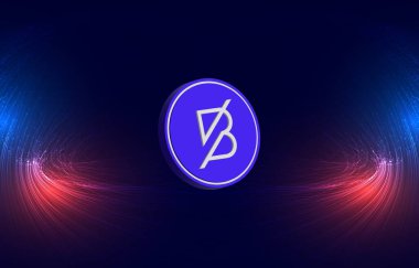 dijital arkaplanda bantlı sanal para birimi görüntüsü. 3d illüstrasyon.